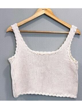 Stitch And Feather Crochet Cream Beach Crop Top - Women's Small NWOT